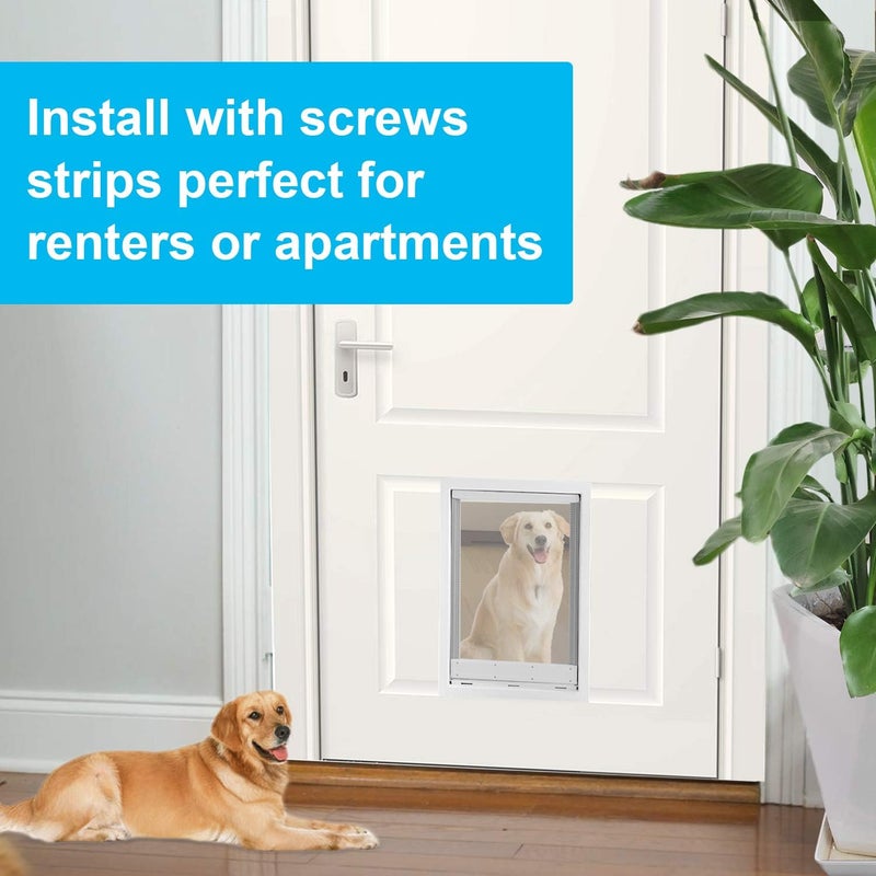 CEESC Dog Door with Soft Transparent Magnetic Flap and Snap-in Closing Panel, Premium PVC Plastic Doggie Door for Small Dog and Cat(M,White) - Image 2