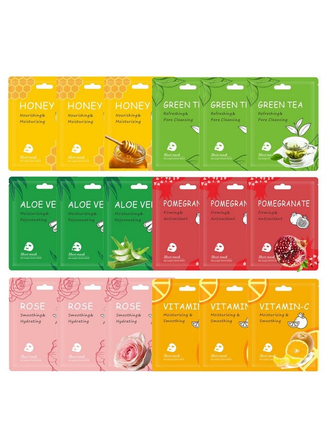 Nielies 18 Pcs Face masks skincare,Face Mask Skin Care Bulk Pack, Hydrating Spa Face Mask For Sensitive Skin, Facial sheet mask,face masks bulk For Women/Teen Girls (18 pcs) - Image 1