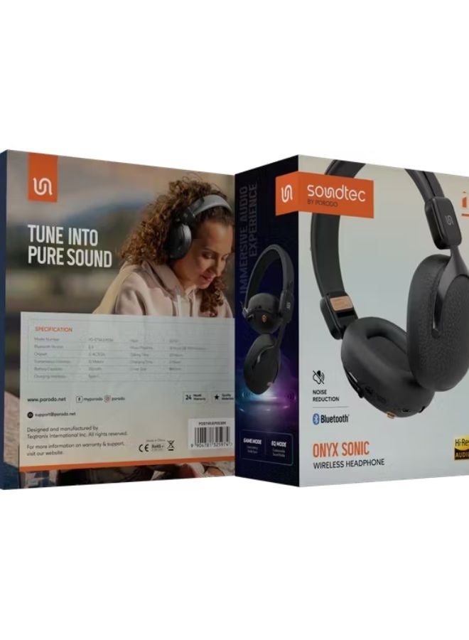 Porodo Soundtec Extra-Bass Wireless Headset with ENC Mic, Foldable Design, Touch Controls & Long Battery Life – Lightweight & Ergonomic Design  - Image 2