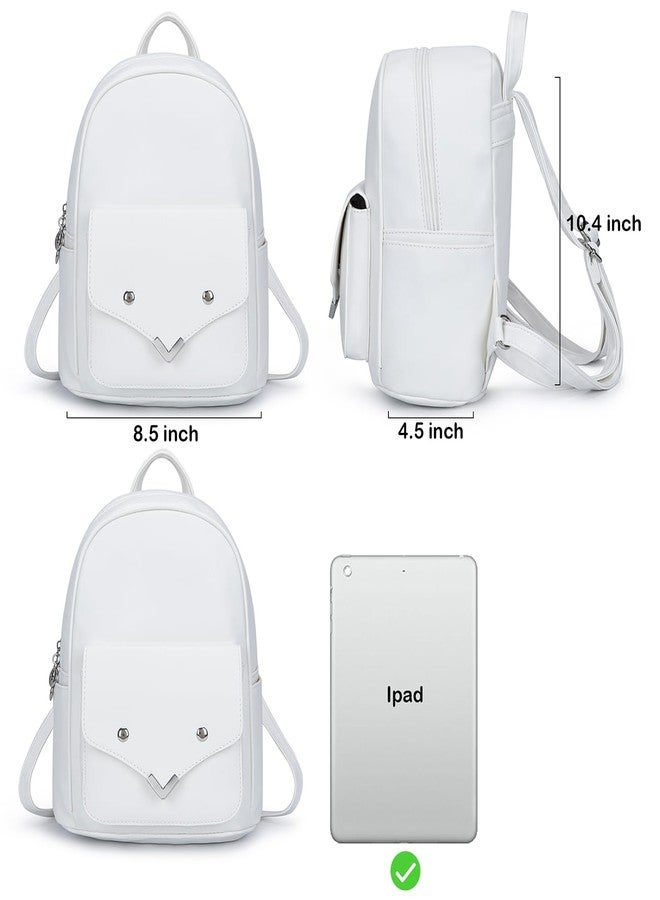 YiXiamo Fashion Backpacks for Women Teenage Girls Purses PU Leather Fox (Off-white) - Image 2