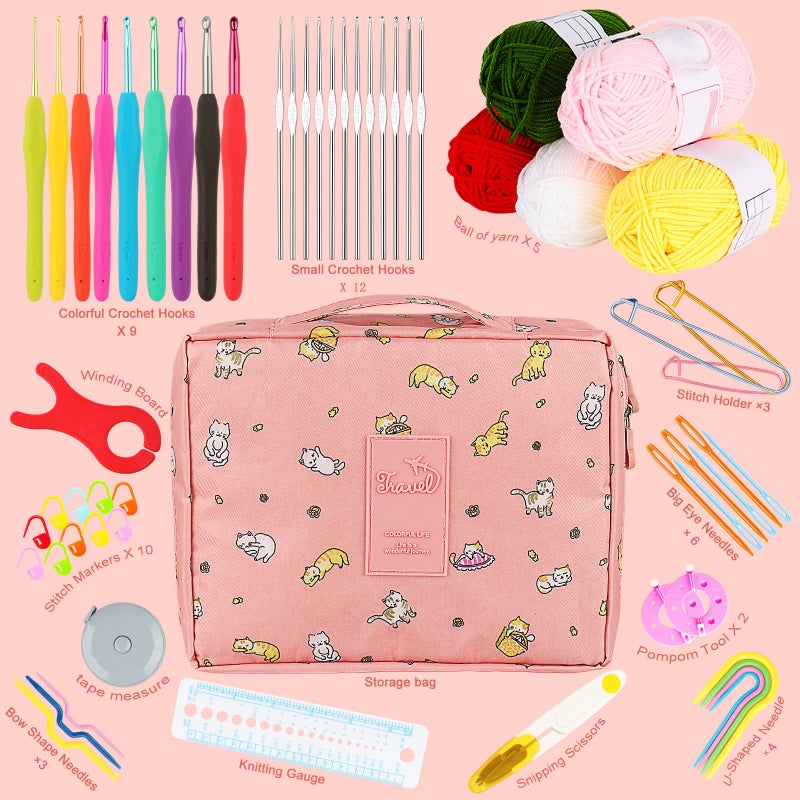 Aeelike Crochet Kit for Beginners Adults, Crochet Kits Include Yarn, 59pcs Crochet Starter Kit for Beginners,Ergonomic Crochet Hooks 2.0-6.0 mm, Lace Steel Needles 0.6-1.9 mm - Image 2