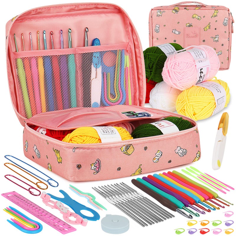 Aeelike Crochet Kit for Beginners Adults, Crochet Kits Include Yarn, 59pcs Crochet Starter Kit for Beginners,Ergonomic Crochet Hooks 2.0-6.0 mm, Lace Steel Needles 0.6-1.9 mm - Image 1