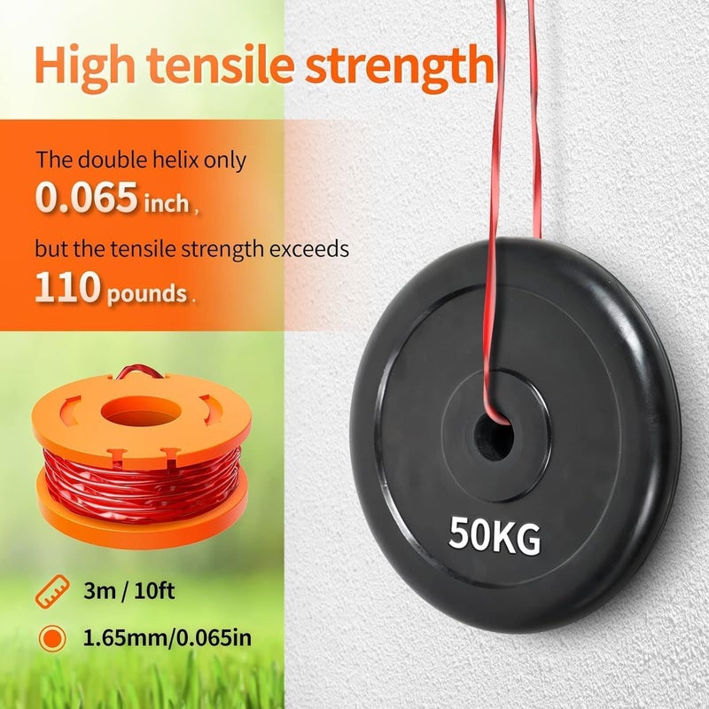 EVENTRONIC 20 Pack WA0010 Trimmer String Compatible with Worx Weed Eater, 0.065" Autofeed Replacement Spool Trimmer Line for Worx Weed Eater (16 Line Spools + 4 Cap) - Image 5