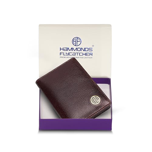 HAMMONDS FLYCATCHER Genuine Leather Card Holder Wallet for Man & Women, RFID Protected ATM/Credit Card Holder Wallet for Men with 4 Slots(Fits Upto 8 Cards), Gift for Men - Brown - Image 1