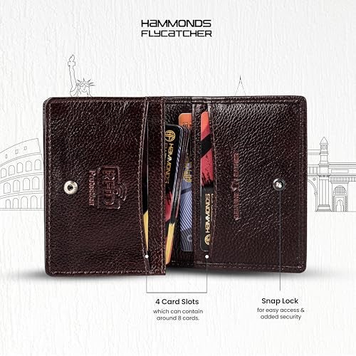 HAMMONDS FLYCATCHER Genuine Leather Card Holder Wallet for Man & Women, RFID Protected ATM/Credit Card Holder Wallet for Men with 4 Slots(Fits Upto 8 Cards), Gift for Men - Brown - Image 5
