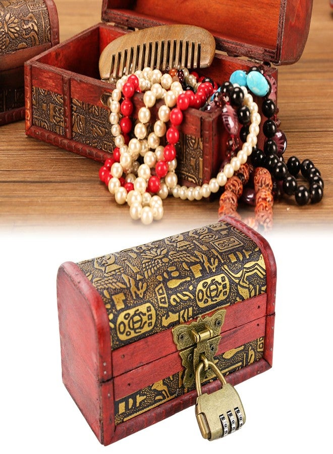 Flylin صندوق كنز فليلاين العتيق، صندوق تخزين المجوهرات من الخشب والجلد مع قفل تركيبي للهدايا، صناديق بأسلوب عتيق لمجوهرات التذكارات، ديكور منزلي للخواتم والقلائد والأقراط - Image 5