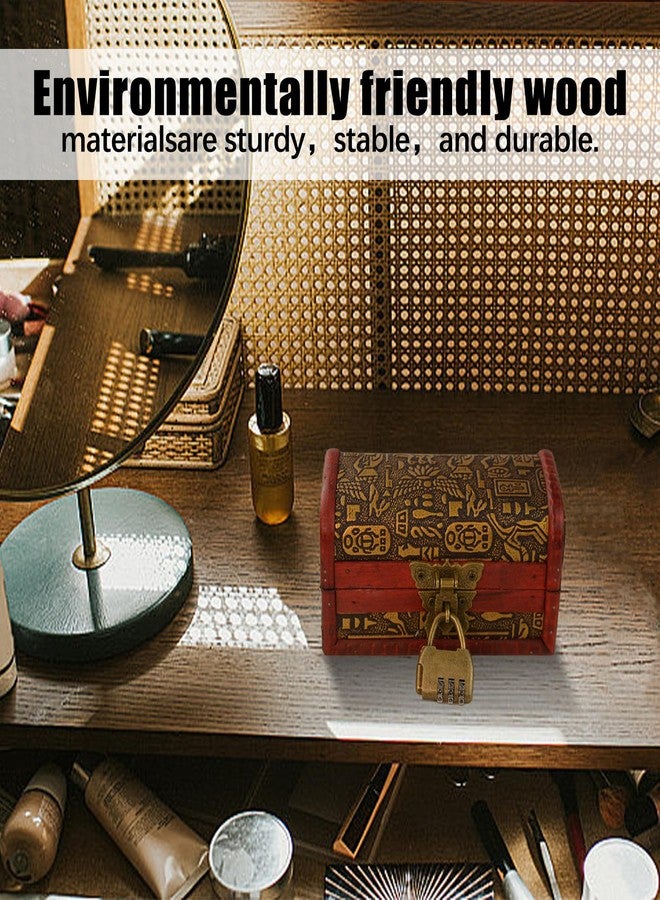 Flylin صندوق كنز فليلاين العتيق، صندوق تخزين المجوهرات من الخشب والجلد مع قفل تركيبي للهدايا، صناديق بأسلوب عتيق لمجوهرات التذكارات، ديكور منزلي للخواتم والقلائد والأقراط - Image 3