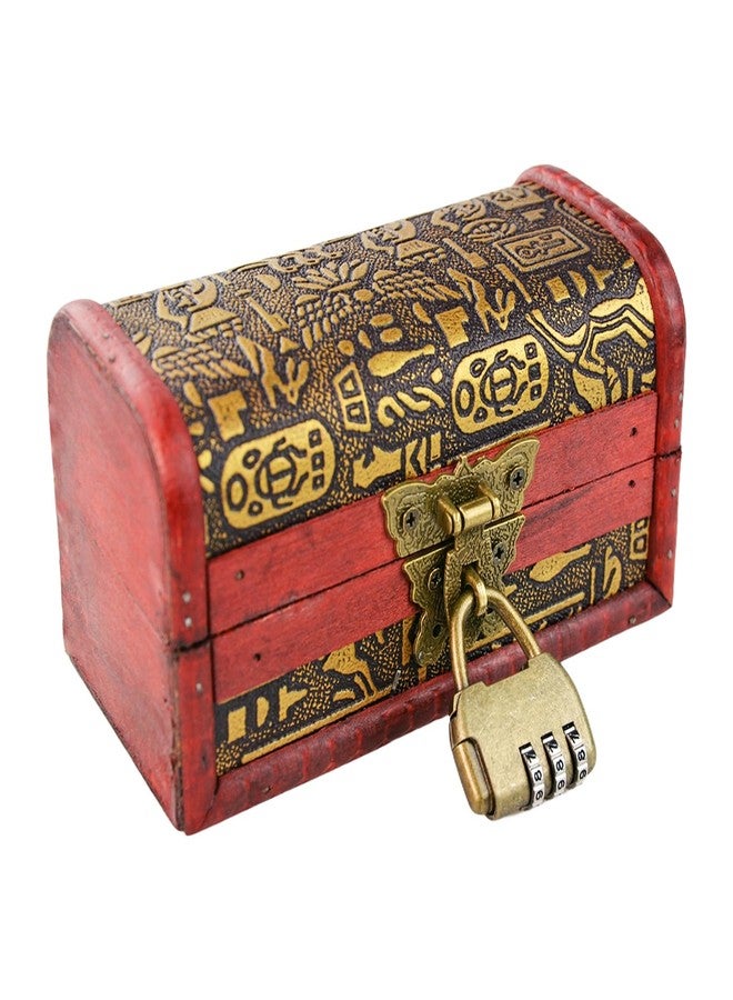 Flylin صندوق كنز فليلاين العتيق، صندوق تخزين المجوهرات من الخشب والجلد مع قفل تركيبي للهدايا، صناديق بأسلوب عتيق لمجوهرات التذكارات، ديكور منزلي للخواتم والقلائد والأقراط - Image 2