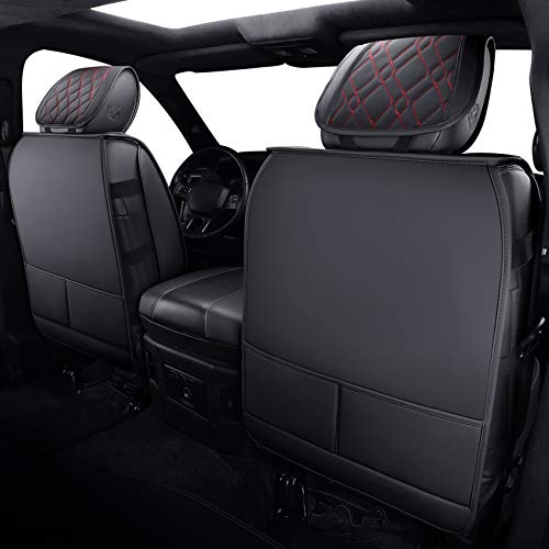 Aierxuan Dodge Ram Car Seat Covers Full Set Custom Fit 2009-2026 1500 2010-2026 2500 3500 Pickup Truck Crew Double Quad Cab Waterproof Leather Cushions (Full Set, Black-Red) - Image 2