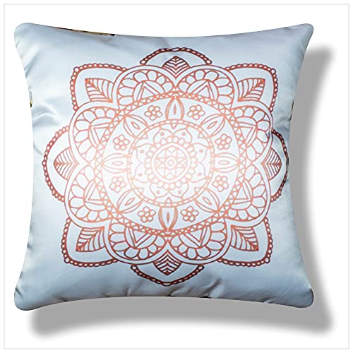 Vendola Gloriana Microfiber Satin 250TC Cushion Pillow Covers, Pink and Gold, Set of 5 (24X24 Inches) - Image 3