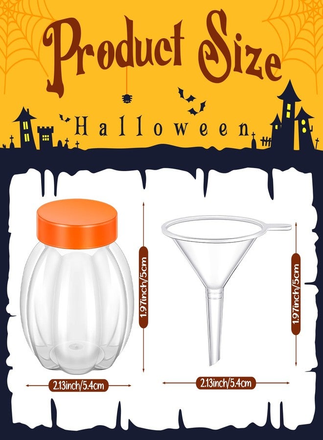Hsei 100 Pcs 2 oz/ 60ml Plastic Pumpkin Jar with Lids Mini Halloween Pumpkin Candy Jar Small Fall Containers Clear Sand Art Potion Bottles for ThanksGiving Party Decoration Cookie Autume Gift Crafts - Image 2