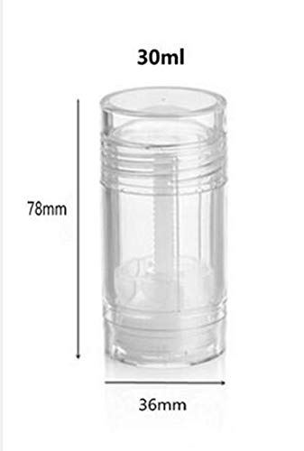 glasstore Clear Empty Plastic Round Deodorant Containers,Round Shape Bottom Filling Stick Deodorant Container Twist Up Stick Tube (C) - Image 2
