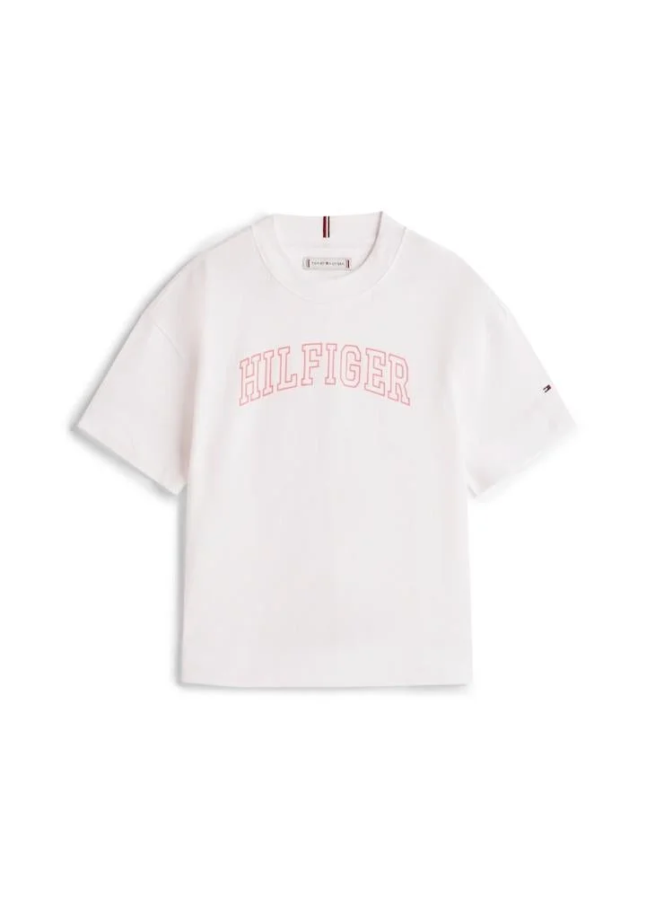 Tommy Hilfiger White Logo Jersey Crew Neck T-Shirt for Women | Best Price UAE