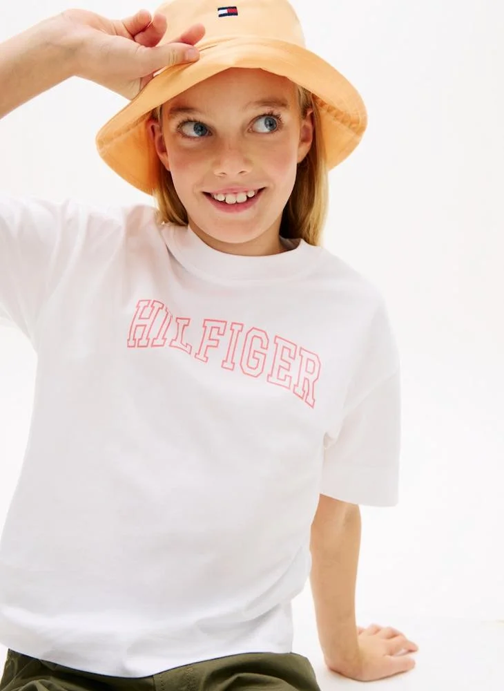 Tommy Hilfiger White Logo Jersey Crew Neck T-Shirt for Women | Best Price UAE