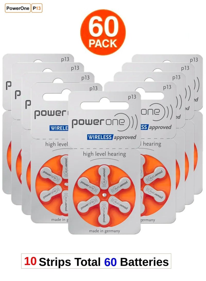 Power One PowerOne 1.45V Original German High Level Hearing Aid Batteries P13 Pack Of 60 Pieces  - Image 1