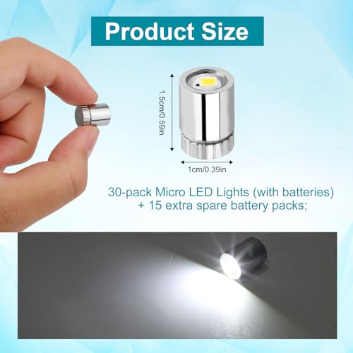 BTFO 30pcs Micro Mini LED Lights Cold White Small LED Lights with 15 Extra Battery Operated for Dollhouse Tiny Crafts DIY Decor for Miniature Projects Toy Buildings Party Decoration Accessories - Image 5