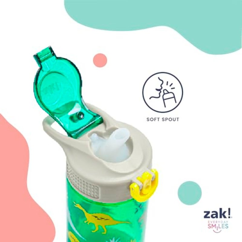 Sage Water Bottle For School or Travel, Durable Plastic Water Bottle With Straw, Handle, and Leak-Proof, Pop-Up Spout Cover Anna, Elsa, Olaf - Image 4