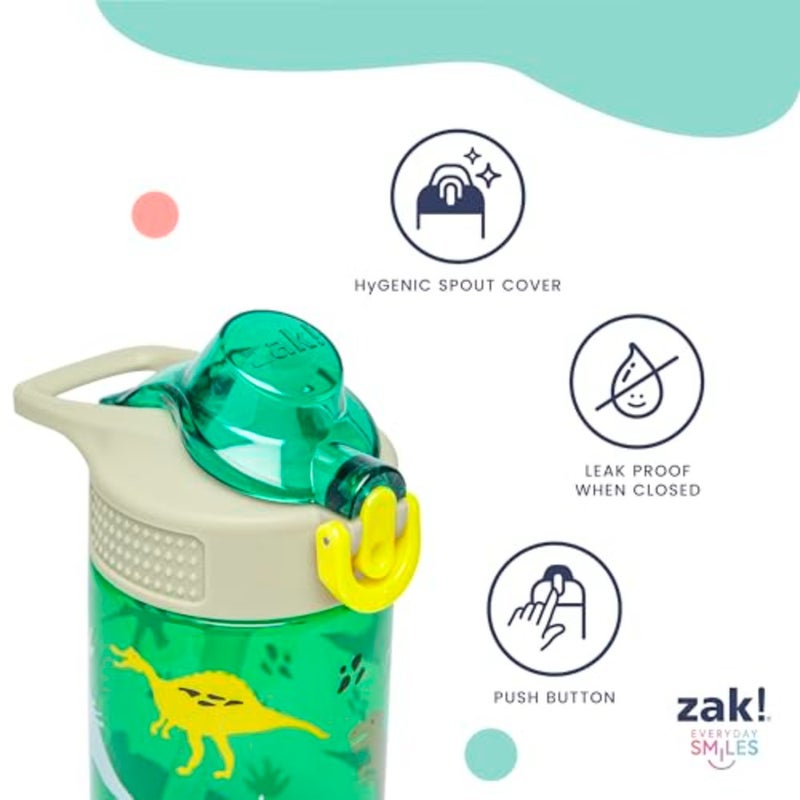 Sage Water Bottle For School or Travel, Durable Plastic Water Bottle With Straw, Handle, and Leak-Proof, Pop-Up Spout Cover Anna, Elsa, Olaf - Image 5