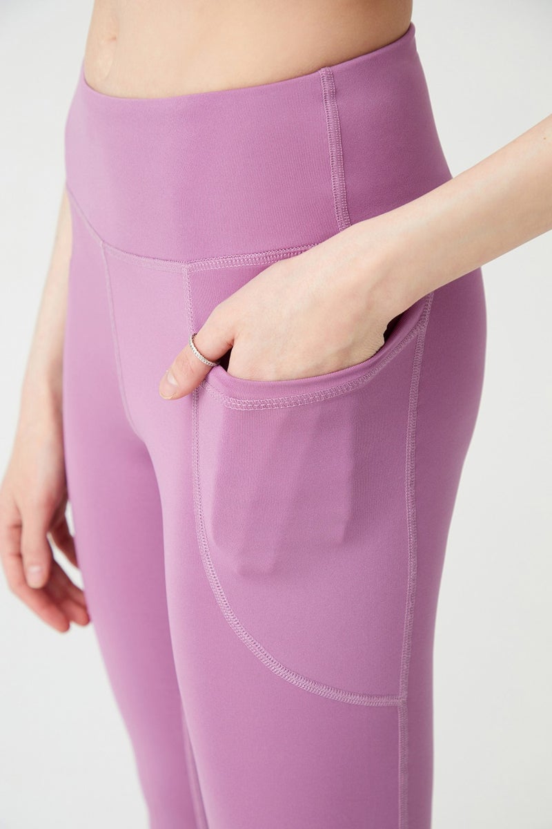 Los Ojos Women's Lavender High Waist Gatherer Double Pocket Flared Tights Bootcut  - Image 5