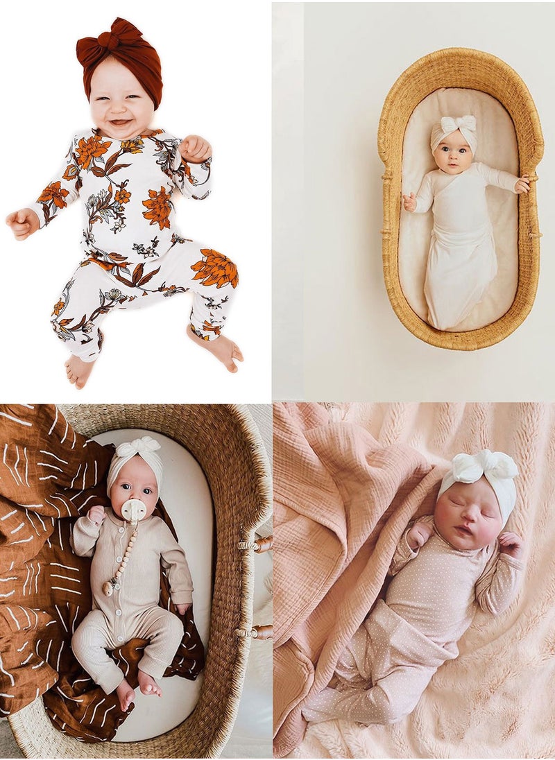 Generic 5 Pcs Big Bow Knot Turban Beanie Caps Cotton Newborn Baby Hat  - Image 5