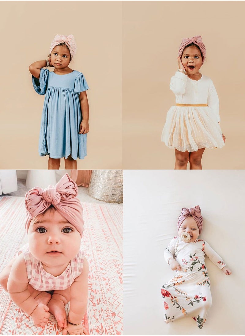Generic 5 Pcs Big Bow Knot Turban Beanie Caps Cotton Newborn Baby Hat  - Image 2