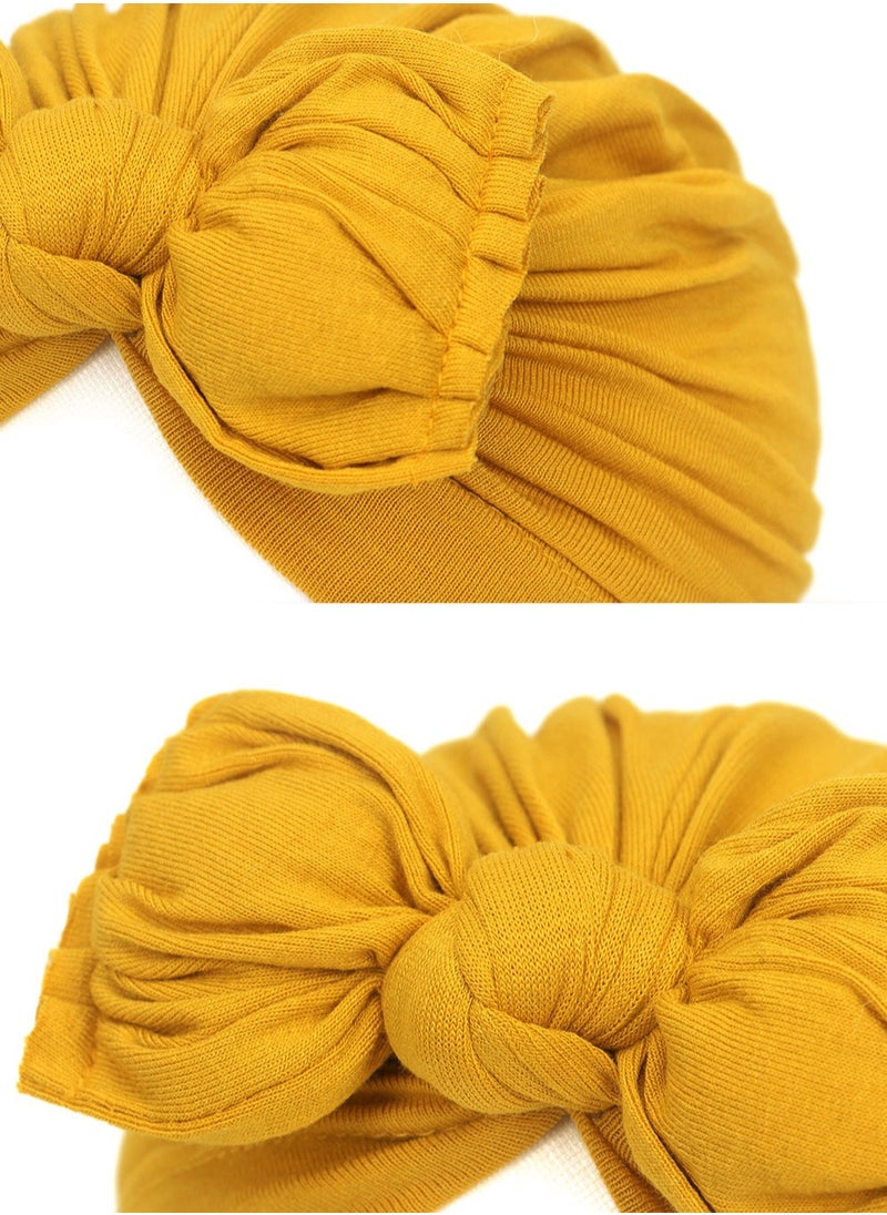 Generic 5 Pcs Big Bow Knot Turban Beanie Caps Cotton Newborn Baby Hat  - Image 4