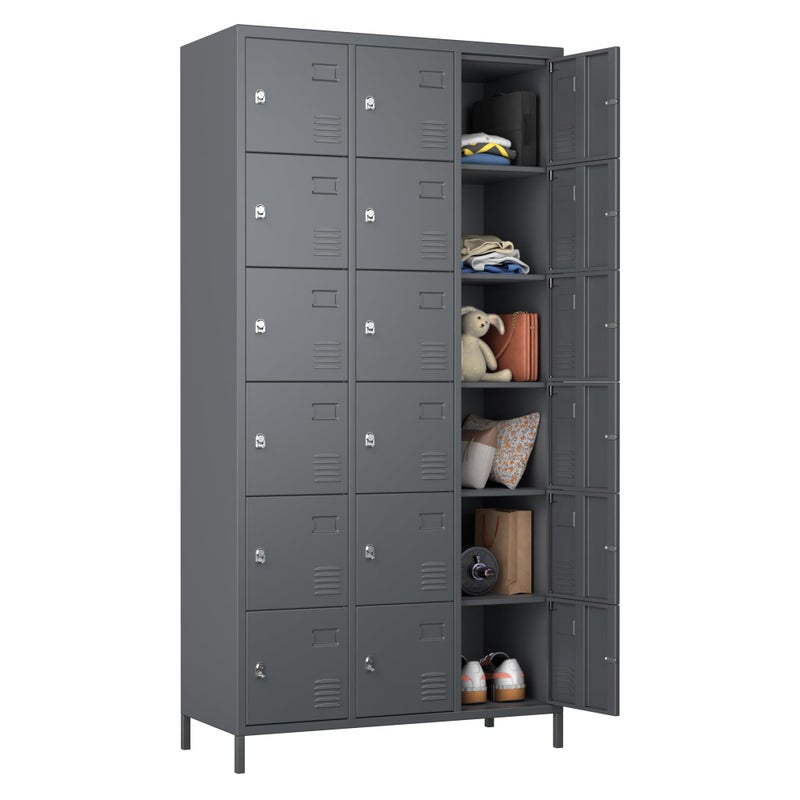 SUXXAN SUXXAN 18 Doors Metal Lockers for Employees for Offices School Gyms HomeAssembly RequiredDark Gray 