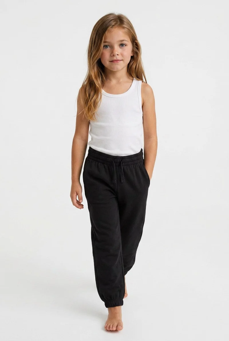 OVS Girlsâ€™ Black Pure Cotton Joggers, Regular Fit