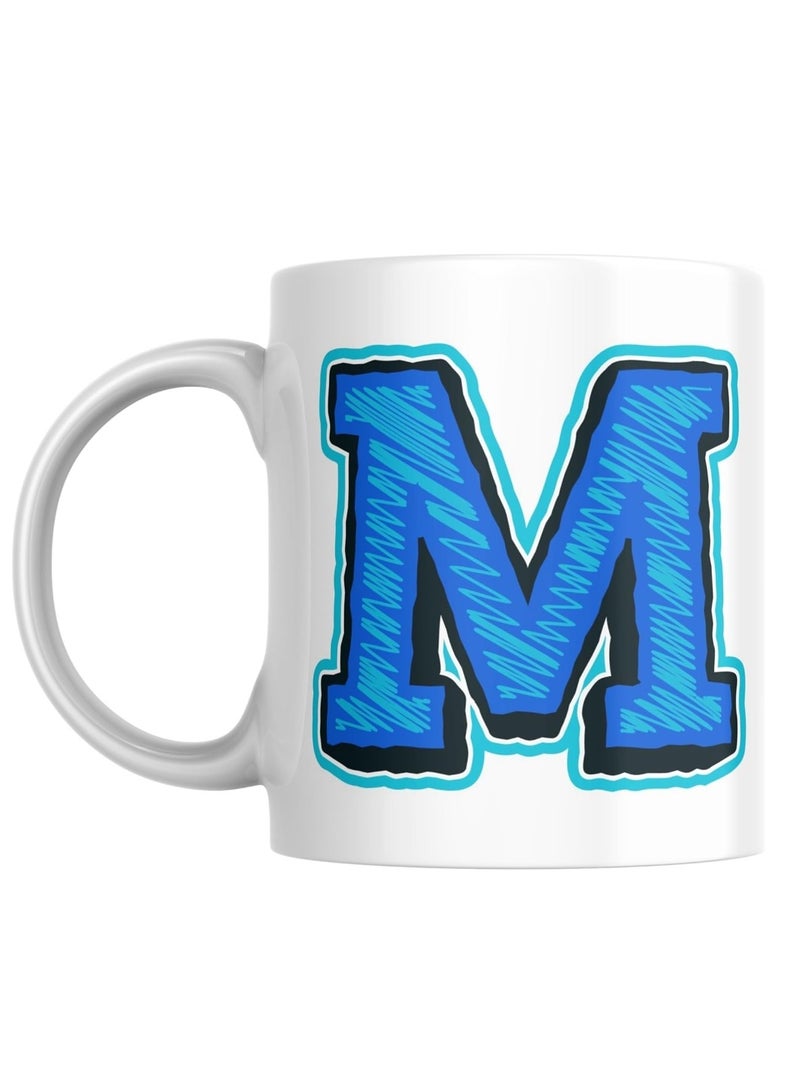 Decorative Letter Coffee Mug With Alphabet Initials "M" Printed on Front Side, Gift for Man or Woman, Colleague, Friend, Sister, Brother, For Birthday, Home, Office