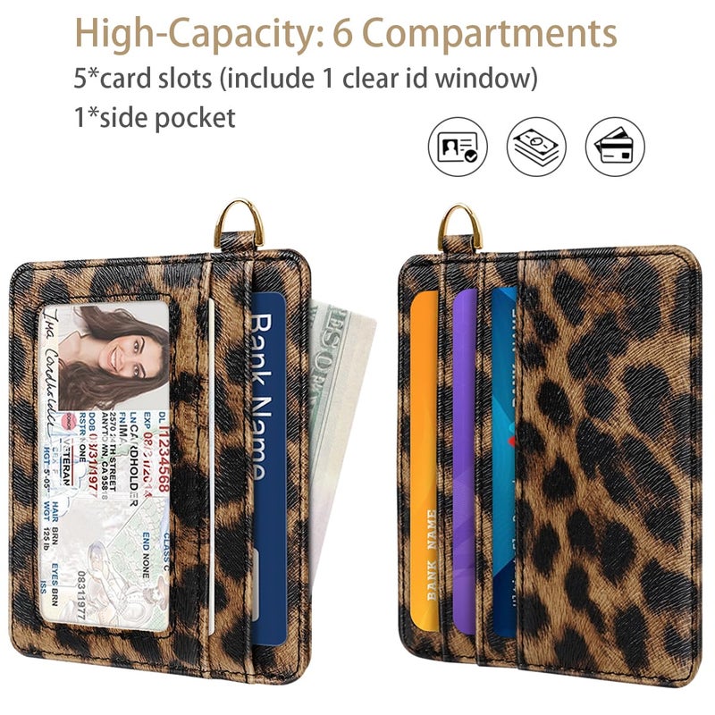 Simikol Slim Minimalist Pocket Credit Card Holder Wallet RFID Blocking Lightweight Thin Small Cute Card Cases,Leopard - Image 2
