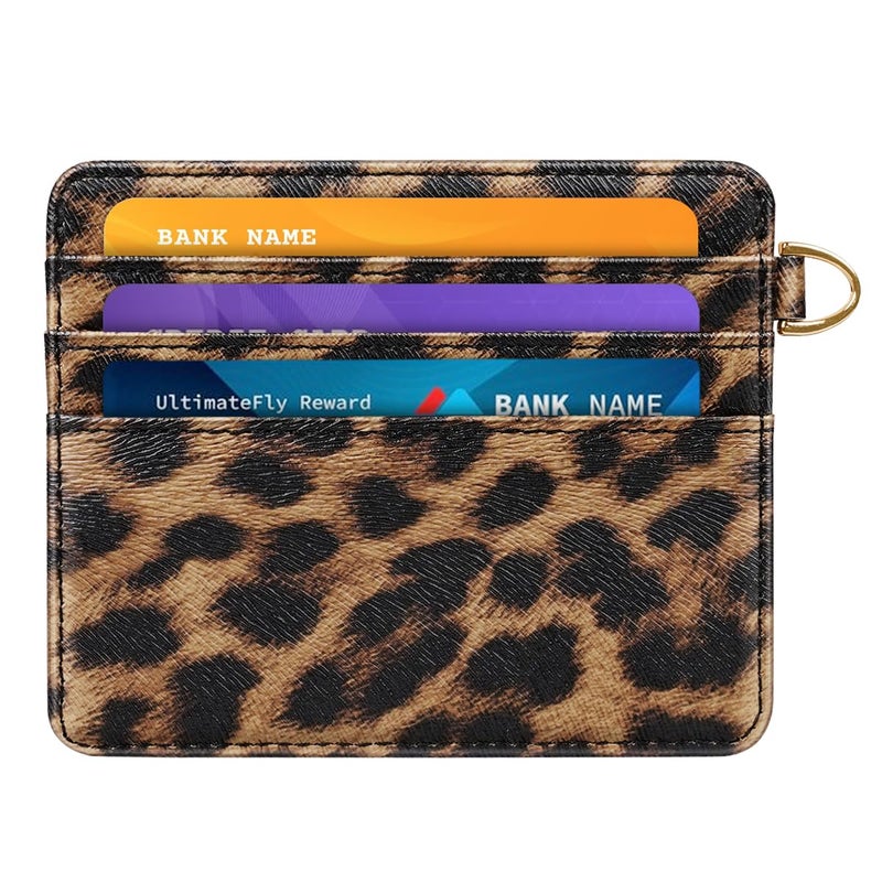 Simikol Slim Minimalist Pocket Credit Card Holder Wallet RFID Blocking Lightweight Thin Small Cute Card Cases,Leopard - Image 1