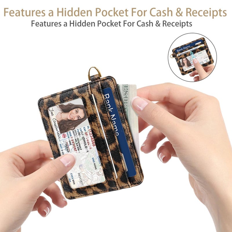 Simikol Slim Minimalist Pocket Credit Card Holder Wallet RFID Blocking Lightweight Thin Small Cute Card Cases,Leopard - Image 5