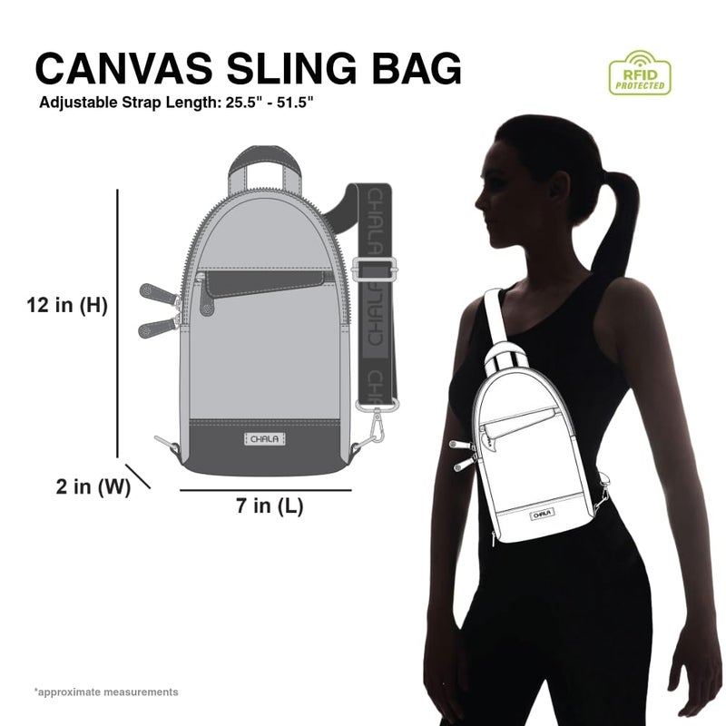 CHALA Canvas Sling Bag Women RFID Protected Canvas Crossbody Backpack with Adjustable Strap (Turtles - Indigo) - Image 5