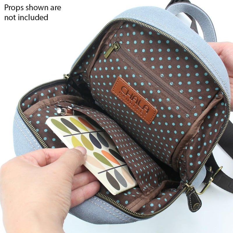 CHALA Canvas Sling Bag Women RFID Protected Canvas Crossbody Backpack with Adjustable Strap (Turtles - Indigo) - Image 2