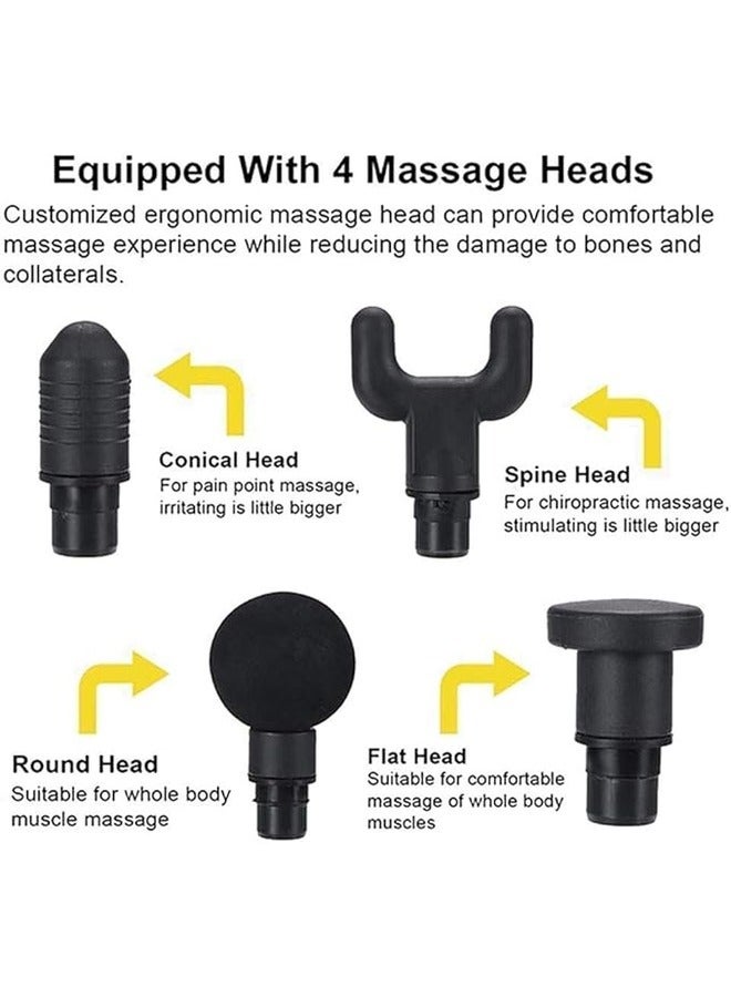 Loquat lectric Massager Portable Massage Gun with Nodes Mini Massage gun for Neck Body Back (Standard, 4 Heads-A) - Image 2