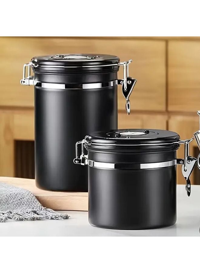 Large Black Stainless Steel Sealed Jar For Coffee Beans Dried Fruit And Grain Storage - Image 5