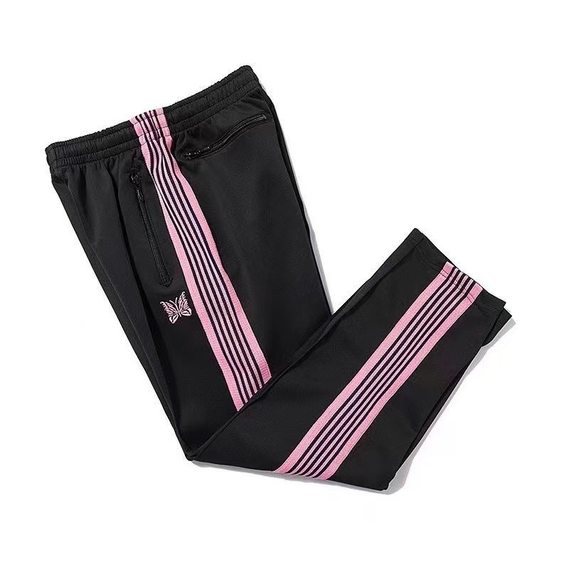 High Version Butterfly Embroidered Casual Pants For Men And Women Thin Trendy Brand All-Match Sports Loose Striped Ribbon Straight Pants - Image 3