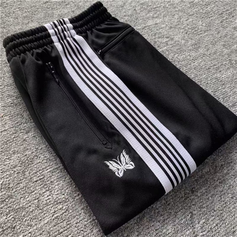 High Version Butterfly Embroidered Casual Pants For Men And Women Thin Trendy Brand All-Match Sports Loose Striped Ribbon Straight Pants - Image 4