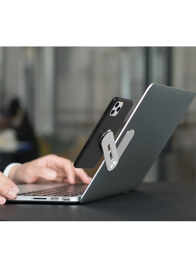 واي جيه حامل كمبيوتر محمول مغناطيسي جانبي لجهاز iPhone 14/13/12 MagSafe / معظم سلسلة الهواتف المحمولة العالمية ، قابل للتعديل ، نحيف ، محمول ، تصميم قابل للطي لتمديد الشاشة Black1PCS ورقة الزناد هدية - Image 4