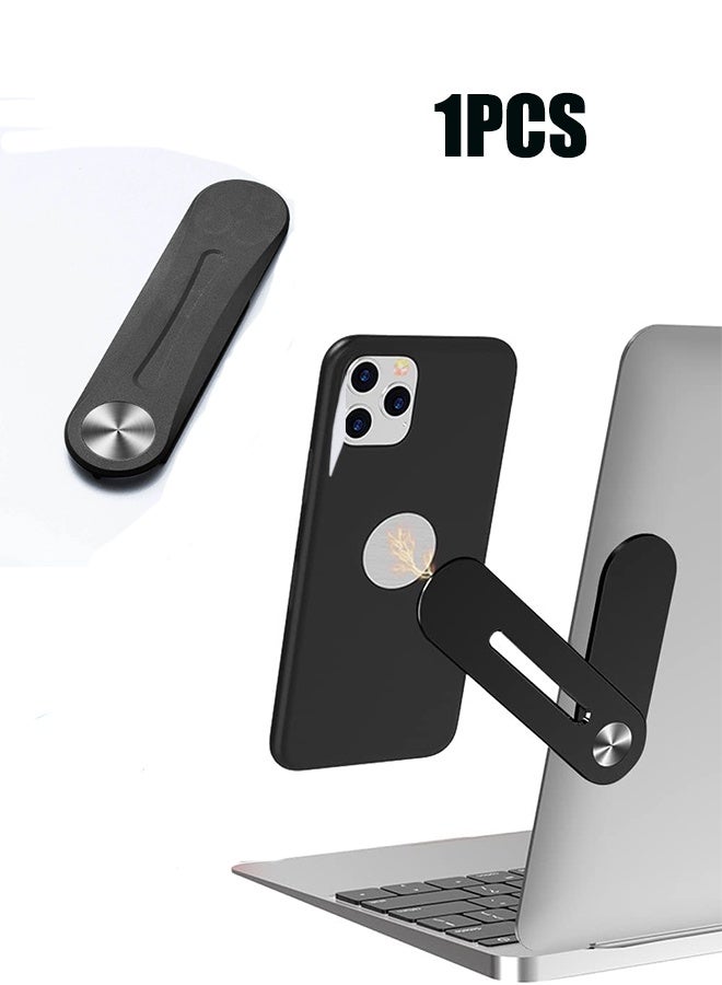 واي جيه حامل كمبيوتر محمول مغناطيسي جانبي لجهاز iPhone 14/13/12 MagSafe / معظم سلسلة الهواتف المحمولة العالمية ، قابل للتعديل ، نحيف ، محمول ، تصميم قابل للطي لتمديد الشاشة Black1PCS ورقة الزناد هدية - Image 1