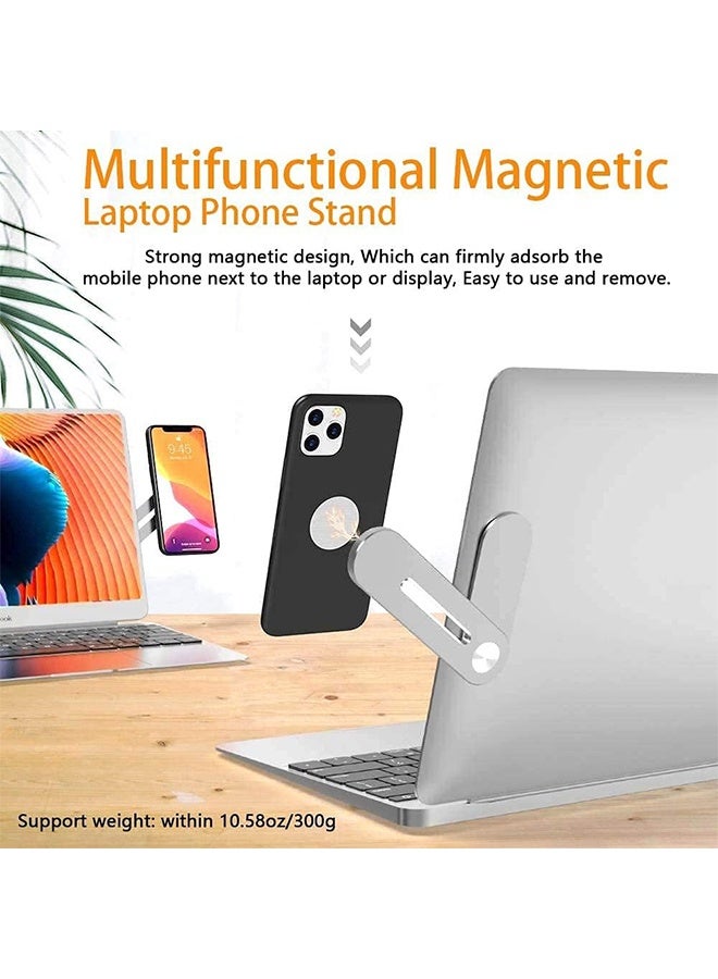 واي جيه حامل كمبيوتر محمول مغناطيسي جانبي لجهاز iPhone 14/13/12 MagSafe / معظم سلسلة الهواتف المحمولة العالمية ، قابل للتعديل ، نحيف ، محمول ، تصميم قابل للطي لتمديد الشاشة Black1PCS ورقة الزناد هدية - Image 2