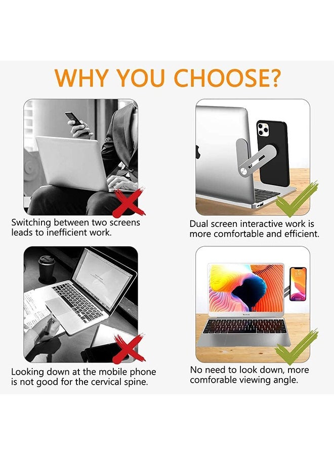 واي جيه حامل كمبيوتر محمول مغناطيسي جانبي لجهاز iPhone 14/13/12 MagSafe / معظم سلسلة الهواتف المحمولة العالمية ، قابل للتعديل ، نحيف ، محمول ، تصميم قابل للطي لتمديد الشاشة Black1PCS ورقة الزناد هدية - Image 5