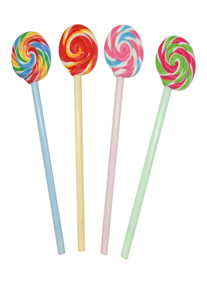 Maydahui 20 PCS Lollipops Shaped Rollerball Pen Rainbow Swirl Spinning Design Black Gel Ink Pens for School Office Home - Image 1