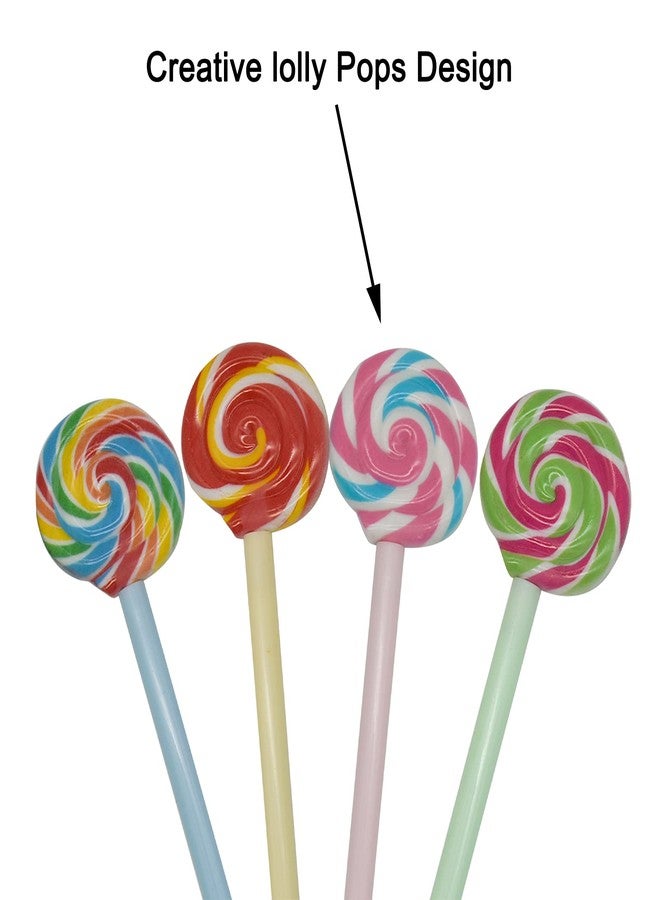 Maydahui 20 PCS Lollipops Shaped Rollerball Pen Rainbow Swirl Spinning Design Black Gel Ink Pens for School Office Home - Image 3