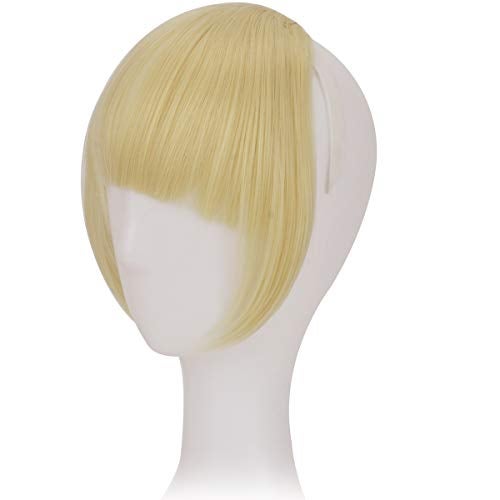 SLLIE 2PCS Clip in Bangs Hair Extensions 8" Thick Full Neat Fringe Hair Extension with Temples One Piece Clip on Front Bangs Hairpiece - Image 5