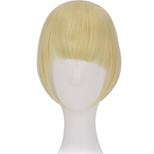 SLLIE 2PCS Clip in Bangs Hair Extensions 8" Thick Full Neat Fringe Hair Extension with Temples One Piece Clip on Front Bangs Hairpiece - Image 4