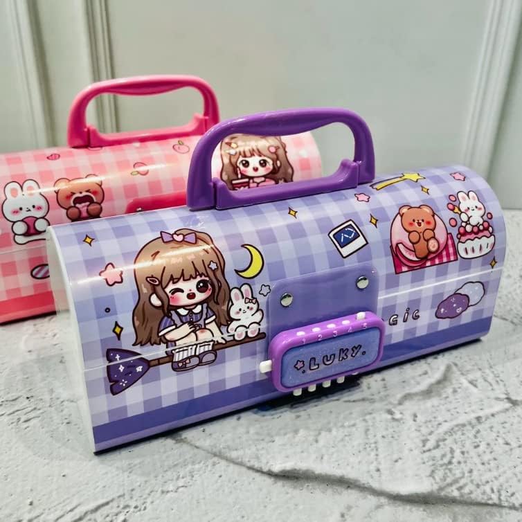 Invite Enterprise Invite Kids Pen & Pencil Box - Suitcase Style Password Lock Pencil Case | Multi-Layer Stationery Organizer for Boys & Girls | Return Gift Item for Kids (School Supplies) (PBPB - Pink Beauty) - Image 4