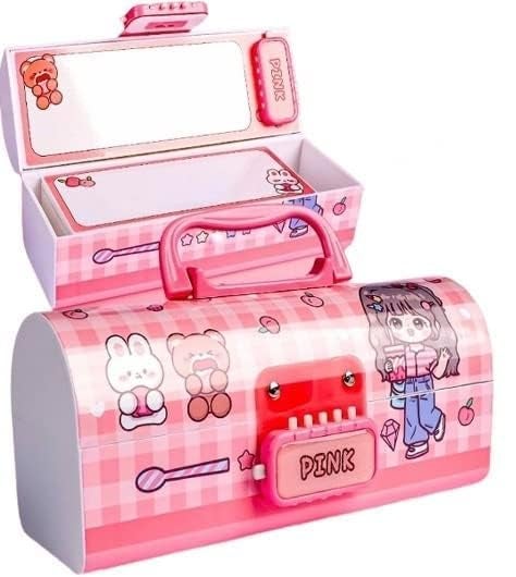 Invite Enterprise Invite Kids Pen & Pencil Box - Suitcase Style Password Lock Pencil Case | Multi-Layer Stationery Organizer for Boys & Girls | Return Gift Item for Kids (School Supplies) (PBPB - Pink Beauty) - Image 1