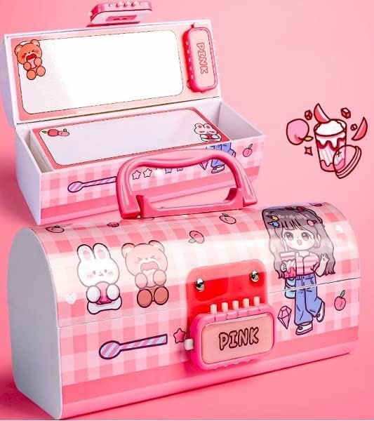 Invite Enterprise Invite Kids Pen & Pencil Box - Suitcase Style Password Lock Pencil Case | Multi-Layer Stationery Organizer for Boys & Girls | Return Gift Item for Kids (School Supplies) (PBPB - Pink Beauty) - Image 3