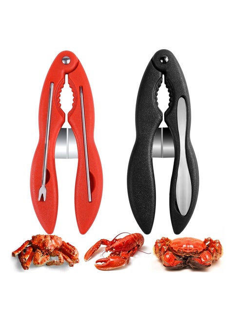 Crab Leg Crackers and Tools, 2PCS Multifunctional Lobster Crackers and Picks Set, Portable Shellfish Crab Claw Cracker Stainless Steel Seafood Crackers & Forks, Crab Leg Sheller, Dishwasher Safe
